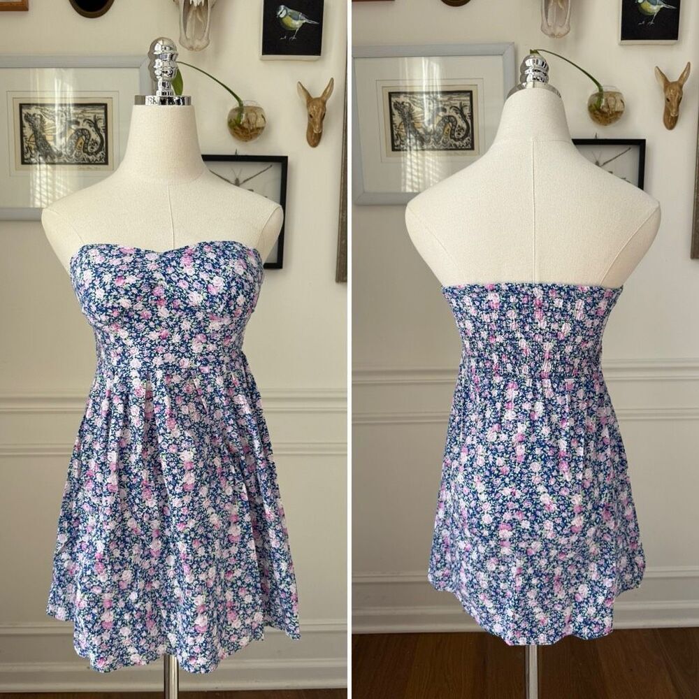 Vintage Y2K Say What? Strapless Peplum Top Micro Mini Dress Juno S